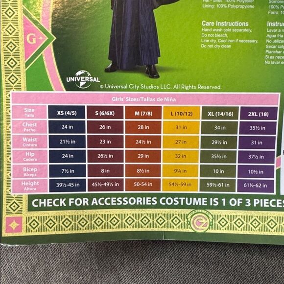 Wicked Musical Elphaba Green Witch Girls Costume Halloween Size S 6/6X NEW - Picture 4 of 7